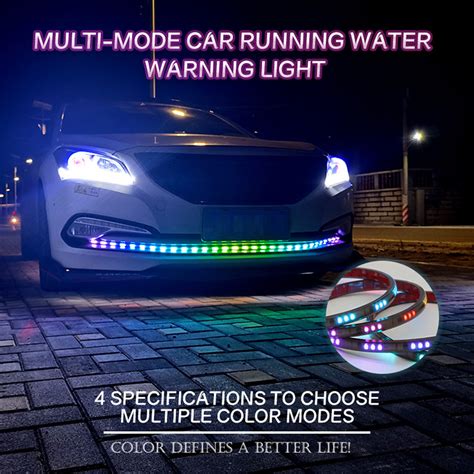 12 24v Car Front Grille Led Rgb Daytime Running Lights Strip Colorful Lamp