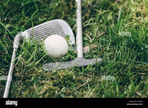 Mini Golf Equipment On The Grass Stock Photo Alamy