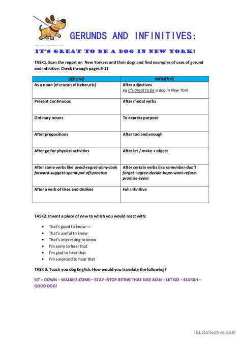 Gerunds And Infinitives General Gram Fran Ais Fle Fiches Pedagogiques