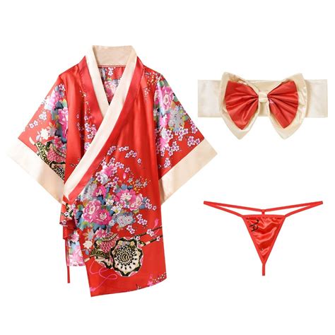 Jual Lalisa Set Lingerie Seksi G String Model Kimono Sabuk Besar Premium Satin Jepang