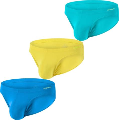 Zonbailon Sexy Mens Bulge Enhancing Underwear Ice Silk Big Pouch Briefs