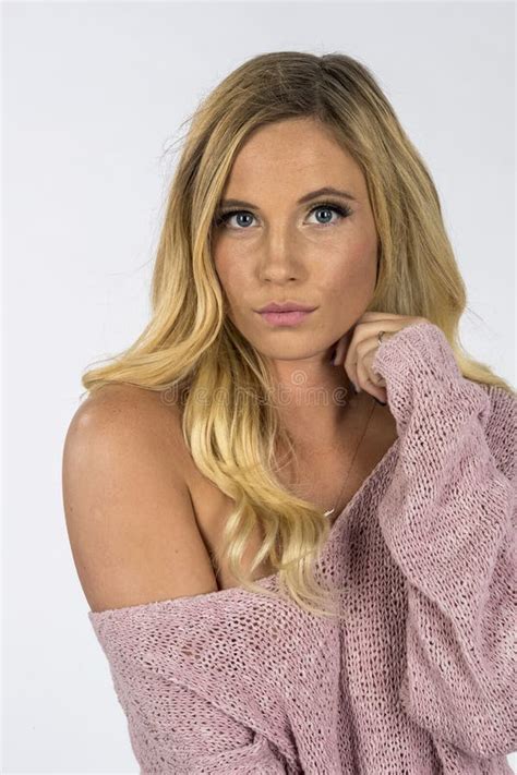 Beautiful Blonde Model Posing In A Studio Environment Stock Photo Image Of Girl Happy 137409386