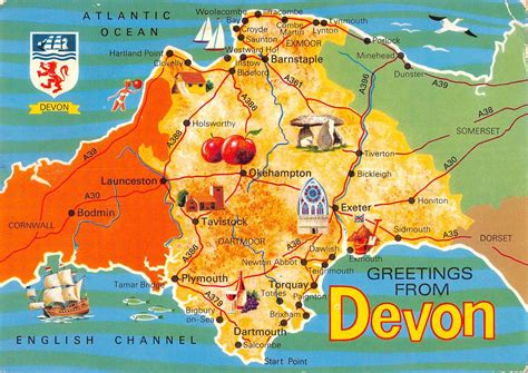 Uk34805 Greetings From Devon Uk Map Carte Geographique Ebay