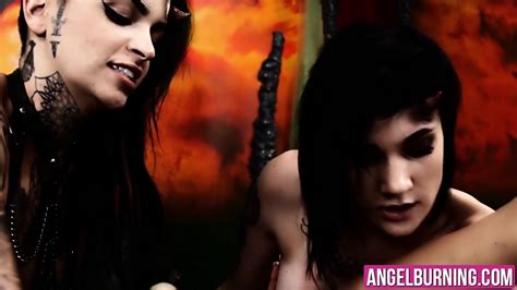 One Horny Guy Gets Sucked Off By Three Demonic Babes