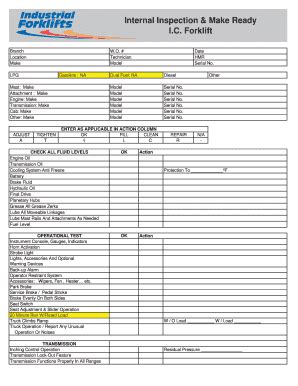 Fillable Online IC Internal MakeReadyChecklist Heli Industrial