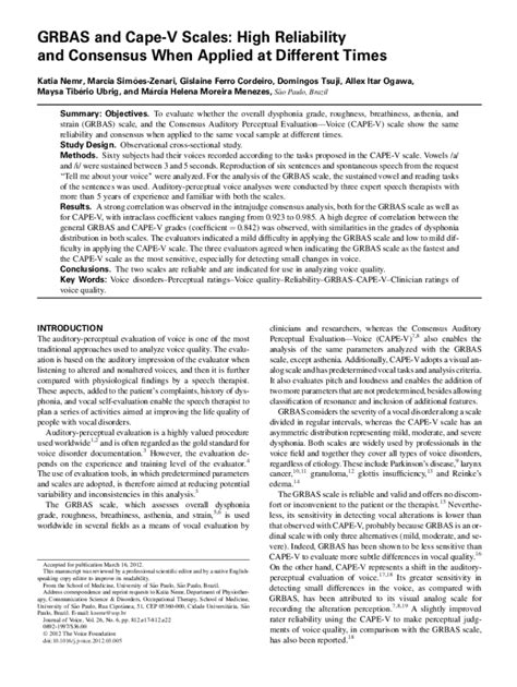 Fillable Online Edisciplinas Usp Pdf Grbas And Cape V Scales High