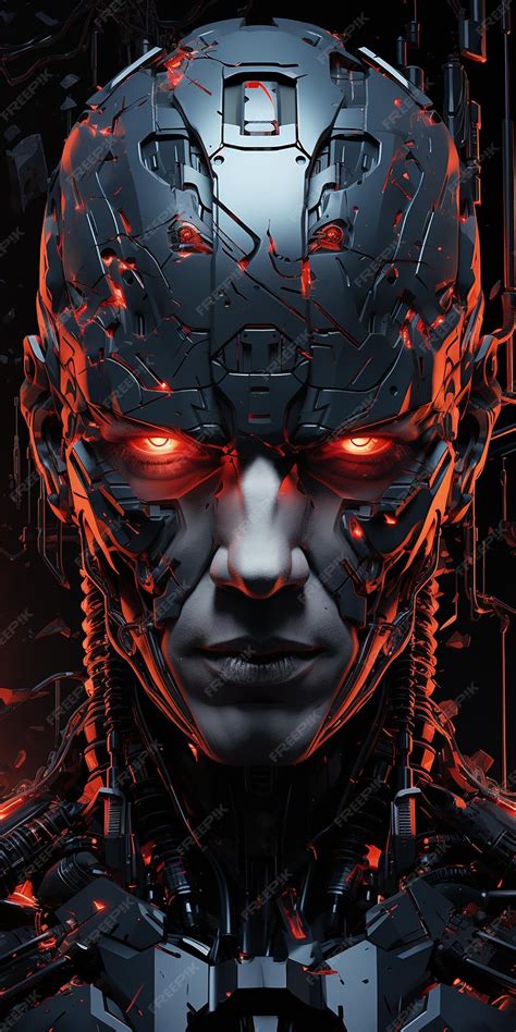 Premium AI Image | a robot with red eyes HD wallpaper