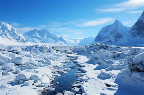 Antártida Glaciar ártico Nieve Espesa Montañas Nevadas Fondo De Pantalla Frío Foto Premium