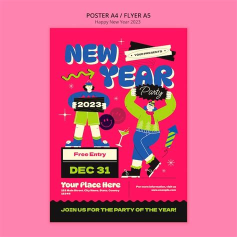 Free Psd Happy New Year 2023 Poster Template