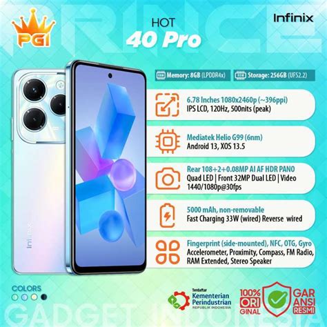 Jual Infinix Hot 40 Pro 8 256 Garansi Resmi Infinix Indonesia Di Seller Prince Gadget Indonesia