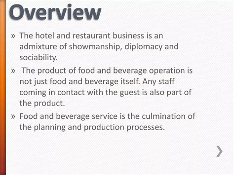food & beverage organization structure & attributes | PPTX