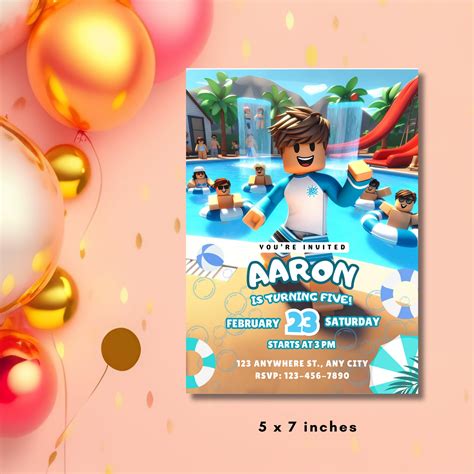 Roblox Pool Party, Pool Party Invitation, Roblox Invitation, Roblox