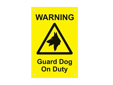 Warning Guard Dogdogs On Duty Sign Notice Warning Yellowblack Or