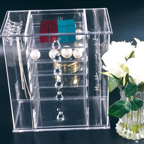 Factory Custom Clear Acrylic Tiers Jewelry Storage Box With Drawer