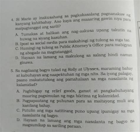 Basahin At Unawain Ang Mga Katanungan Piliin At Isulat Ang Tamang Sagot