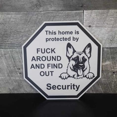 STL File German Shepherd GDS FAFO Fuck Around And Find Out Sign Decor Security Sign 3D Print