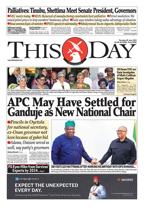 Thursday 20th July 2023 By Thisday Newspapers Ltd Issuu