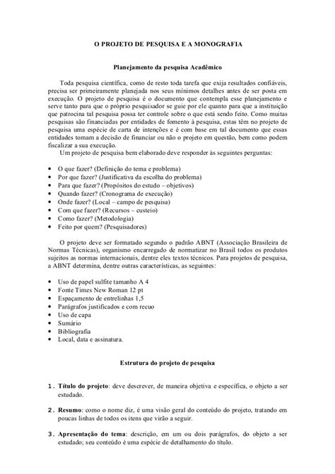 Projeto De Pesquisa Pronto Word - projeto de pesquisa exemplo pronto - wood scribd braxin