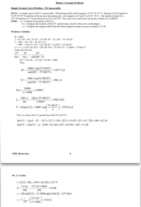 Solved Look At The Solution For Simple Circular Curve On Chegg