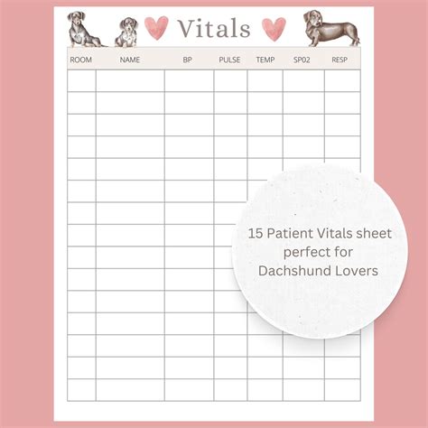 Printable Vitals Log Vitals Report Chart Vital Signs Tracking