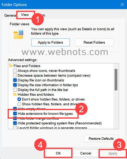 How To Show Or Hide File Extensions In Windows Webnots