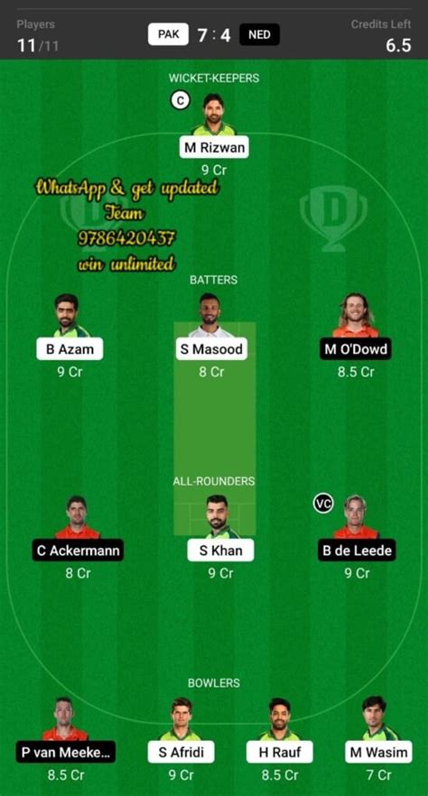 Pak Vs Ned 29th Match Dream11 Team Fantasy Prediction Icc Mens T20