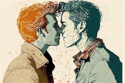 Premium Photo Gay Couple Kissing Illustration
