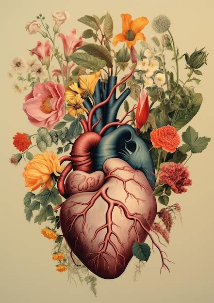 Premium Photo There Is A Painting Of A Human Heart Surrounded By