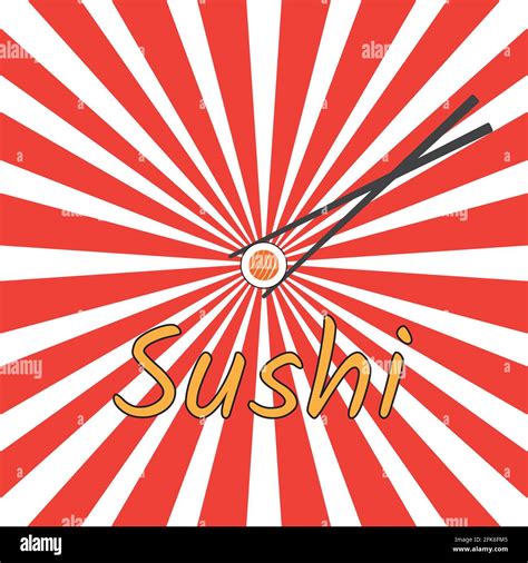 Japan Cuisine Logo Japanese Food Sushi Chopstick With Sashimi And Red