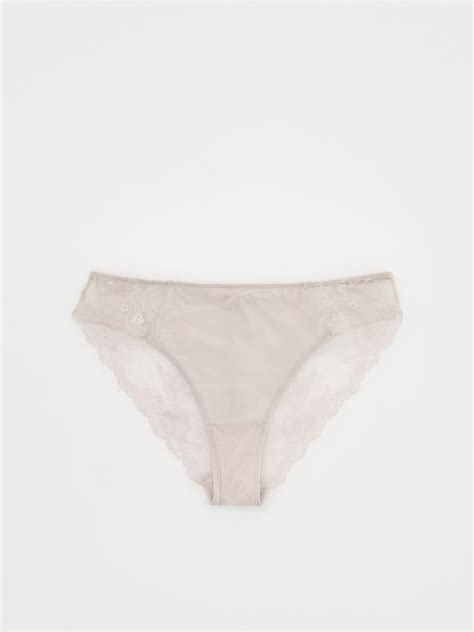 Majtki bikini z koronką Kolor beżowy RESERVED 007BJ 08X