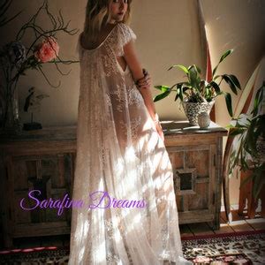 Bridal Lace Nightgown Wedding Sleepwear Full Sweep Bridal Lingerie Off White Lace Lingerie Lace