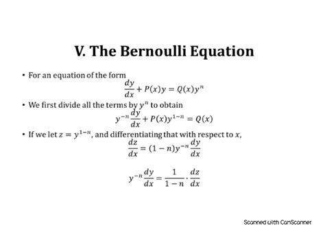 Solution Differential Equation The Bernoulli Equation Studypool