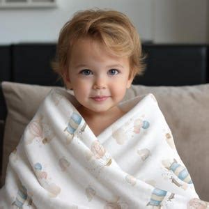 Hot Air Balloons Plush Blanket Travel Nursery Adventure Blanket Baby