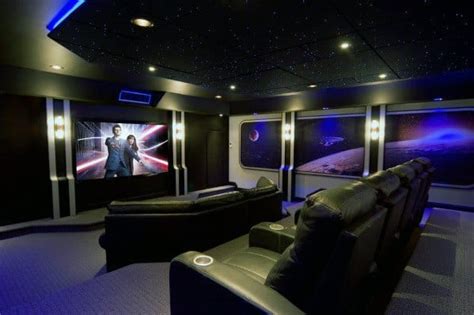 Top 40 Best Home Theater Lighting Ideas - Illuminated Ceilings and Walls