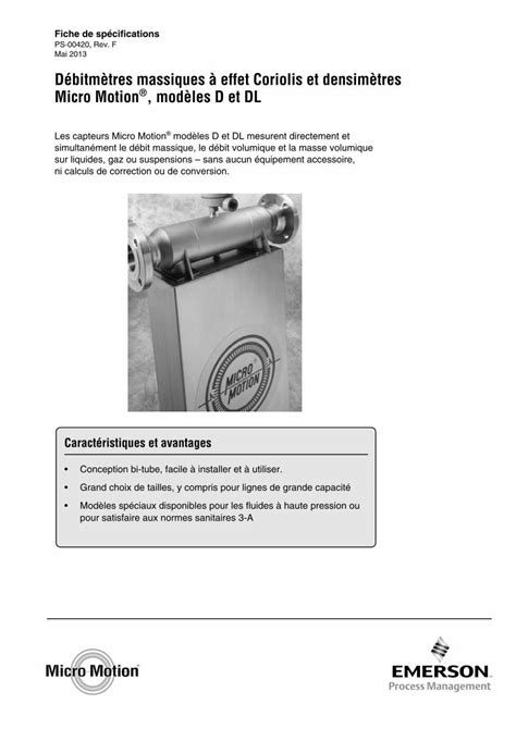 PDF Débitmètres massiques à effet Coriolis et densimètres