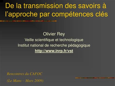 Ppt De La Transmission Des Savoirs Lapproche Par Comp Tences Cl S