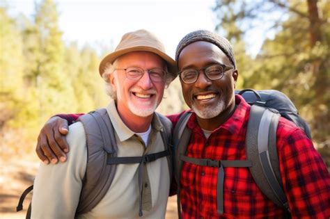 Active Seniors Gay Couple S Hiking Journey Together Premium AI Generated Image