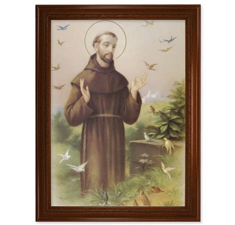 St Francis Walnut Finish Framed Art Buy Religious Catholic Store