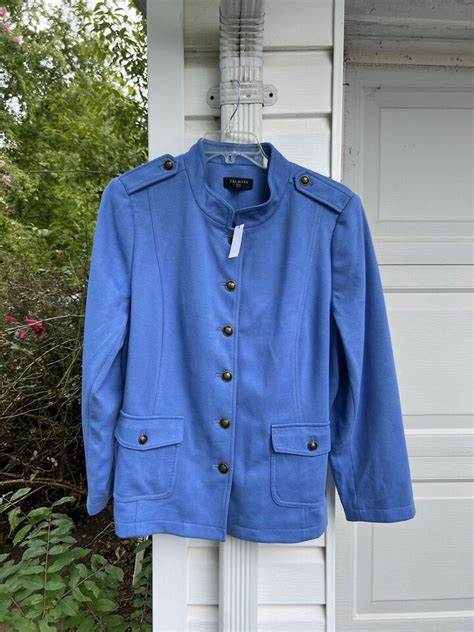 Nwt Talbots Gorgeous Blue Military Style Lined High Neck Blazer W Ebay