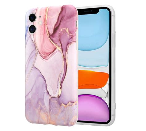 Marmeren Iphone 11 Hoesje Met Camerabescherming Paars Phone Factory