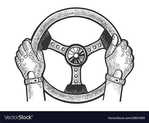 Racer Hands On Steering Wheel Sketch Royalty Free Vector