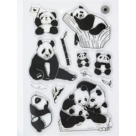 Tampons Silicone Transparent Famille Panda