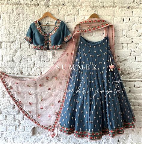 Blue And Nude Lehenga Set Priti Sahni Artofit