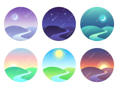 Premium Vector Modern Beautiful Landscape With Gradients Sunrise