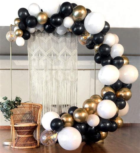 Pcs Black And White Balloon Garland Arch Kit Chrome Gold Etsy