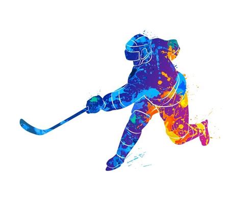 an abstract image of a hockey player with the colors of the paint ...