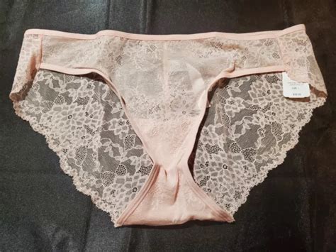 SOMA PINK BLUSH Vanishing Edge All Over Lace Bikini Panties NWT Size L