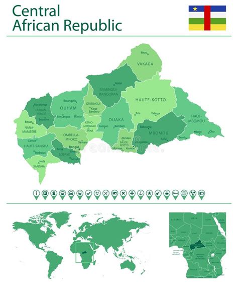 Mapa Detallado Y Bandera De La Rep Blica Centroafricana Rep Blica