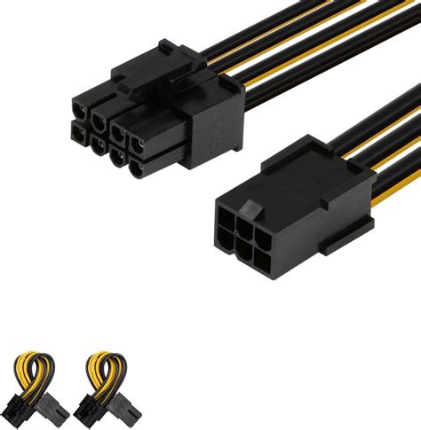 Amazon E Outstanding 2pcs PCI E 6 Pin Female To 2X 8 Pin Male