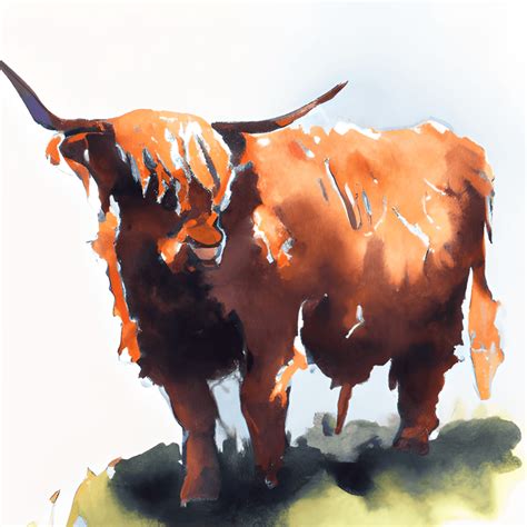 Watercolor Painting of a Highland Cow · Creative Fabrica